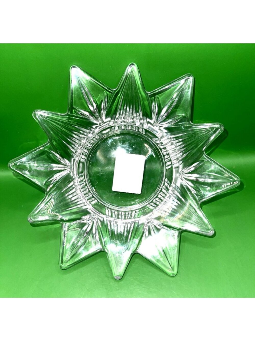 Mikasa Starmist Crystal Glass 7" Pillar Candle Dish Holder Starburst Home Décor